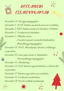 Decemberi eseménynaptár