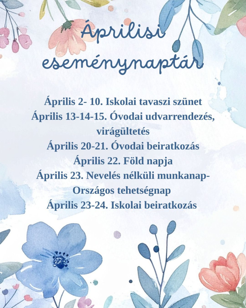 Áprilisi eseménynaptár