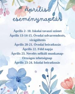 Áprilisi eseménynaptár