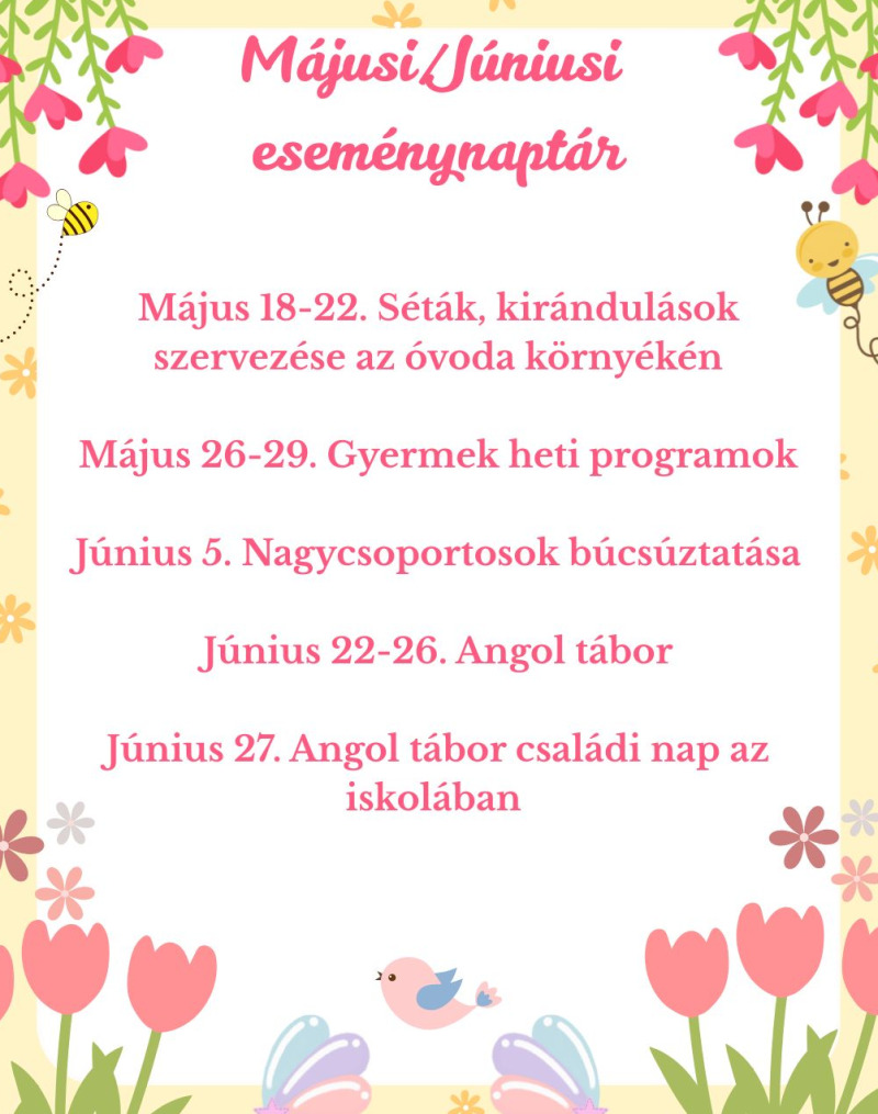 Májusi/júniusi eseménynaptár